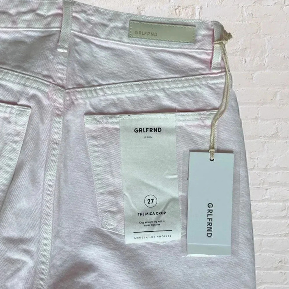 NWT GRLFRND Denim Mica Crop Super High Rise Raw Frayed Hem Straight Leg Jeans Si - Picture 4 of 9